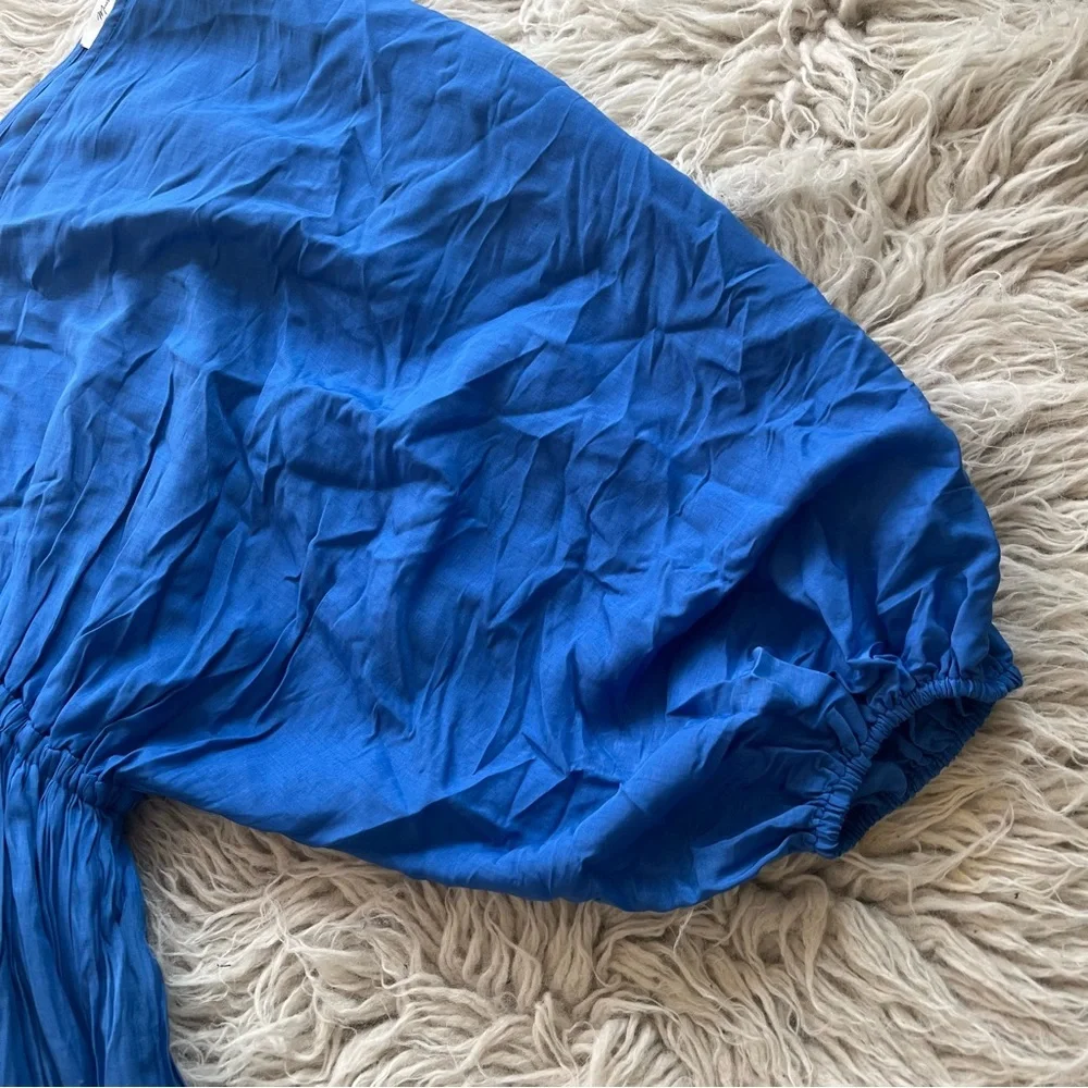 Mustard Seed 'English Blue' wide sleeve front tie v-neck chain dress - Picture 2 of 7